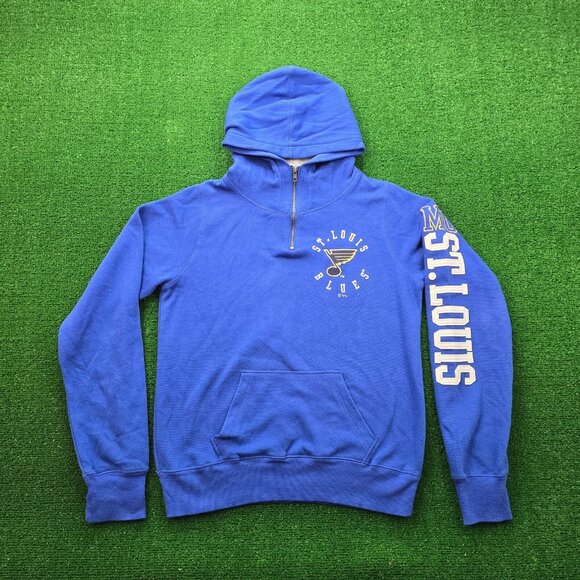 St Louis Blues Sweater Mens Medium Blue Pullover Hoodie NHL‎ Hockey Sports - Picture 1 of 9